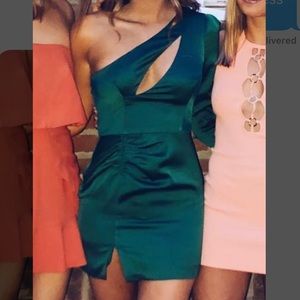 NDB Green one shoulder dress